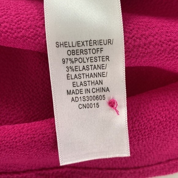 Adrianna Papell Hot Pink V-Neck Long Sleeve Tunic Blouse Semi-Sheer Lightweight - Picture 9 of 15